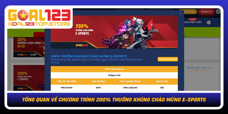 200% Thưởng Khủng Chào Mừng E-Sports Tại Goal123 1 Tong Quan Ve Chuong Trinh 200 Thuong Khung Chao Mung E Sports